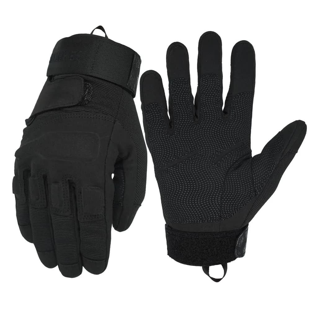 Seibertron S.O.L.A.G Full Finger Tactical Gloves L (19.4-20.6cm Palm) | Water Resistant Touchscreen Impact Anti-Slip — Black-Full Finger / Small