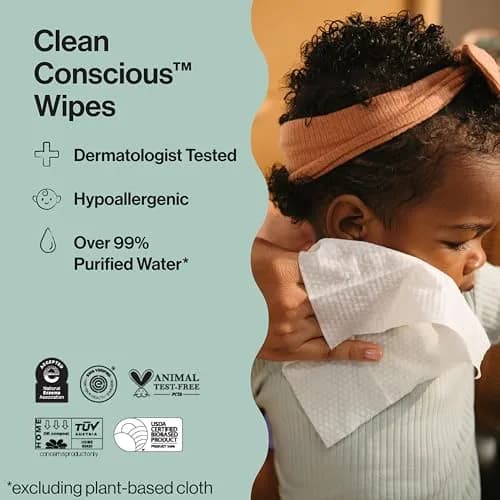 The Honest Company Multi-Use Baby Wipes, Pattern Play, 10 Count | Hypoallergenic, Plant-Based, 99% Water, Dermatologist Tested, Compostable thumbnail 5