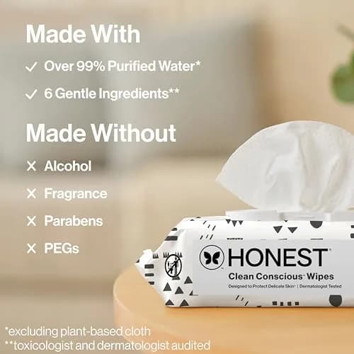 The Honest Company Multi-Use Baby Wipes, Pattern Play, 10 Count | Hypoallergenic, Plant-Based, 99% Water, Dermatologist Tested, Compostable thumbnail 6