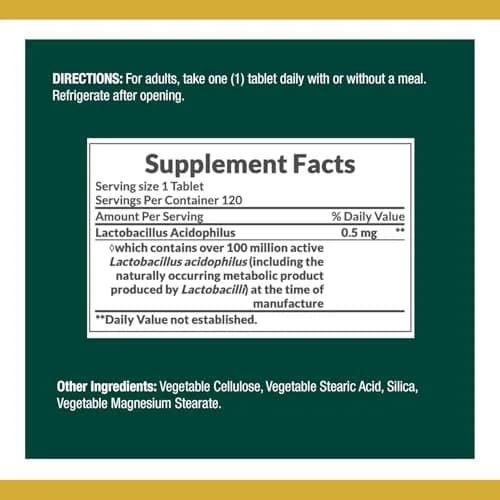 Nature's Bounty Probiotic Acidophilus Tablets 120 ea (Pack of 5) | 600 Total Tablets | Digestive Health Support thumbnail 10