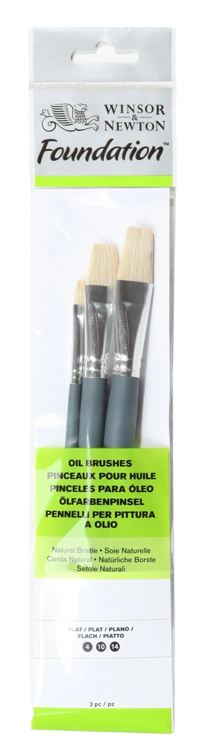 Winsor & Newton Foundation Oil Hog Brush Set, Short Handle, 3 Pack | Natural Bristles for Oils & Acrylics - main product image