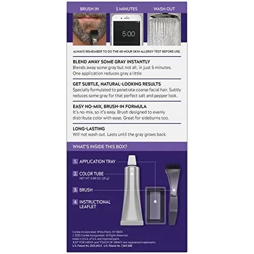 Just For Men Touch of Gray Mustache & Beard Light-Medium Brown 1 Pack | Subtle Salt & Pepper Look thumbnail 5