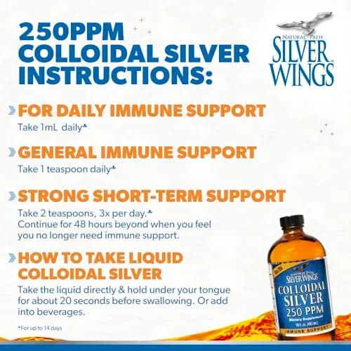 Natural Path Silver Wings Colloidal Silver Liquid - 250ppm (1250mcg) - 16 fl oz thumbnail 4