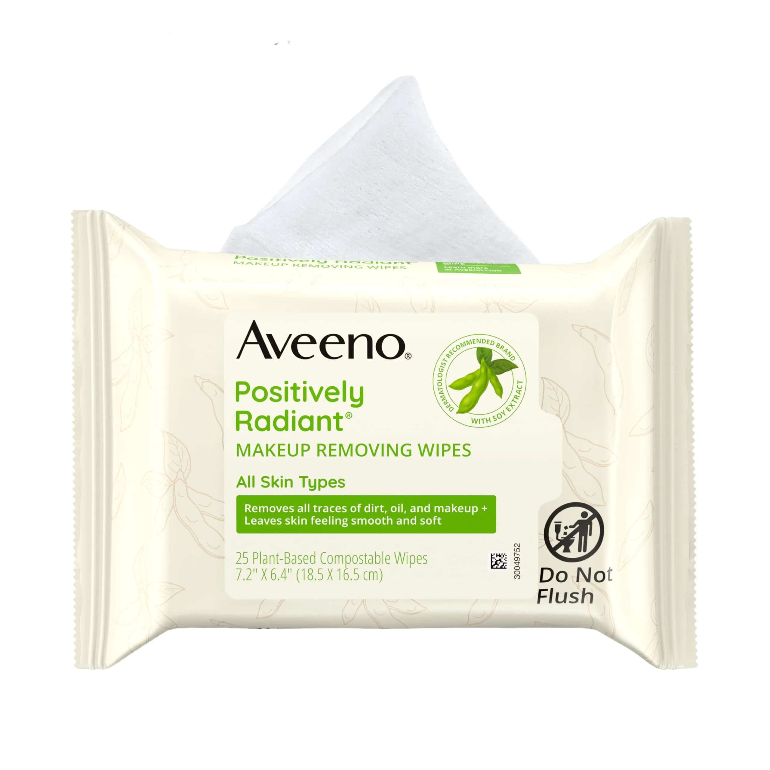 Aveeno Calm + Restore Unscented Makeup Remover Wipes, 25 Ct | Gentle, Fragrance-Free, Oil-Free - main product image