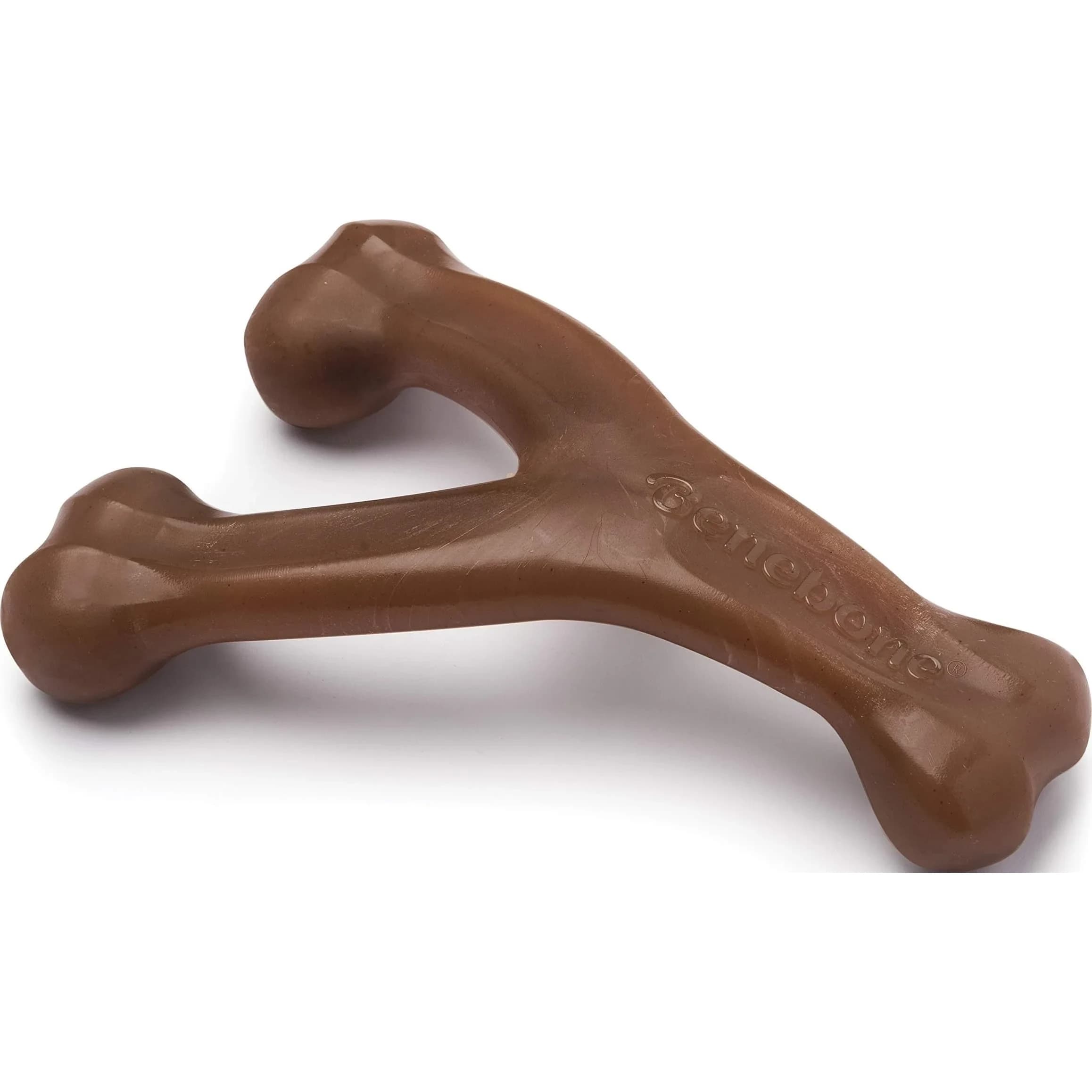 Benebone Peanut Butter Wishbone Chew Toy Medium | Durable Nylon Dog Toy for Super Chewers