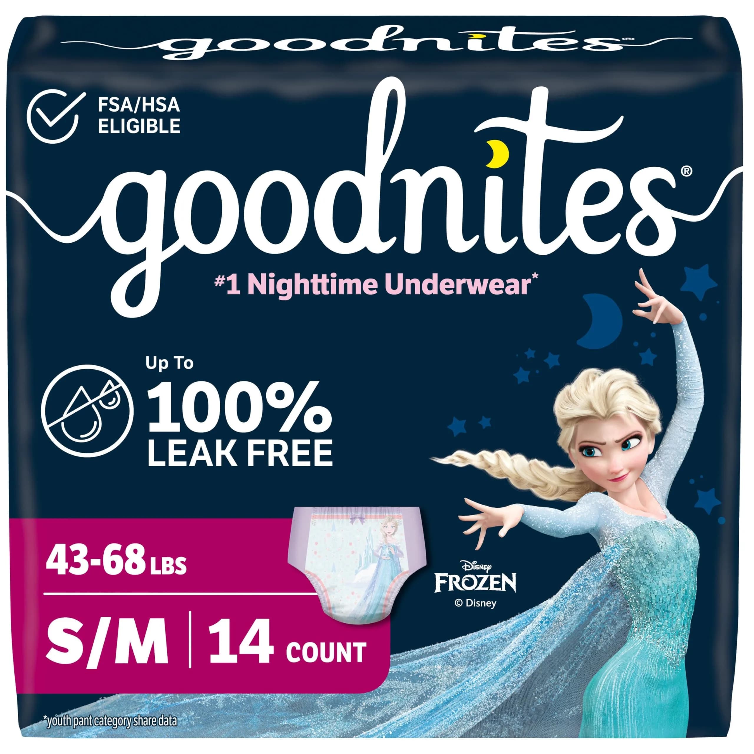 GoodNites Girls Nighttime Underwear Large 75 Ct | Clinically Proven for Better Sleep — Small/Medium / 14
