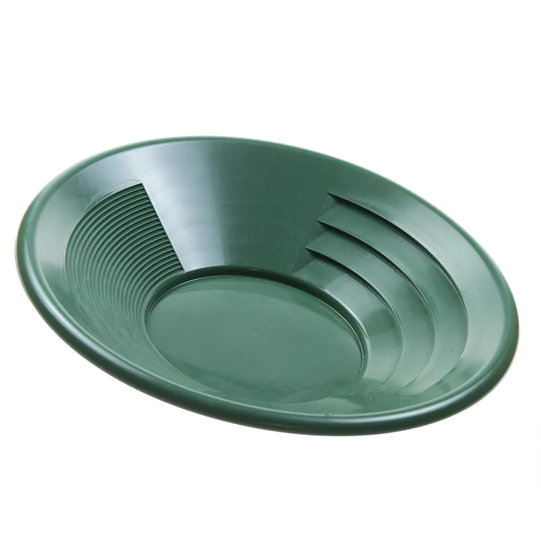 SE 10" Green Plastic Gold Pan with Dual Riffles | Lightweight & Effective Gold Trapping — Green / 12"