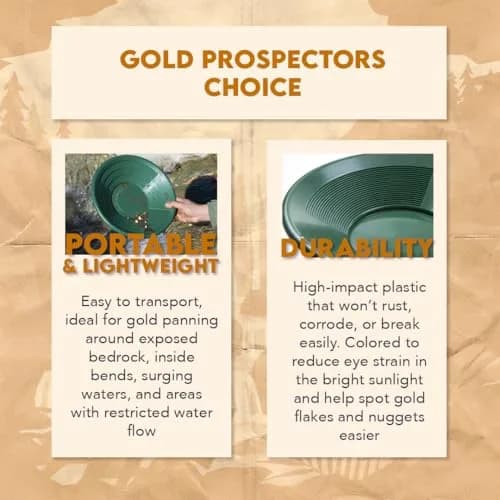SE 10" Green Plastic Gold Pan with Dual Riffles | Lightweight & Effective Gold Trapping thumbnail 4