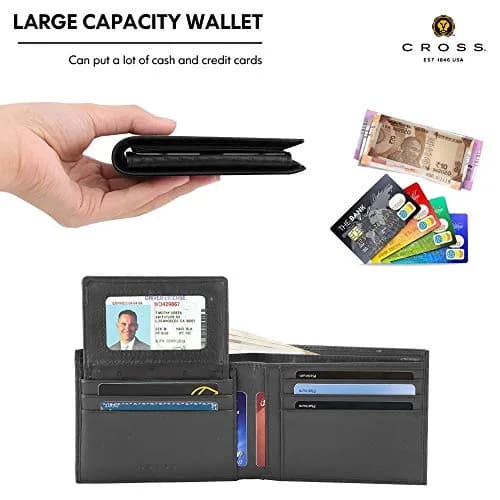 Cross Men's Leather Bifold Wallet with Removable Card Case, Black | Genuine Leather Bi-Fold Wallet for Men thumbnail 4
