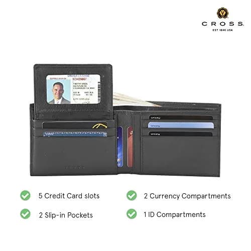 Cross Men's Leather Bifold Wallet with Removable Card Case, Black | Genuine Leather Bi-Fold Wallet for Men thumbnail 2