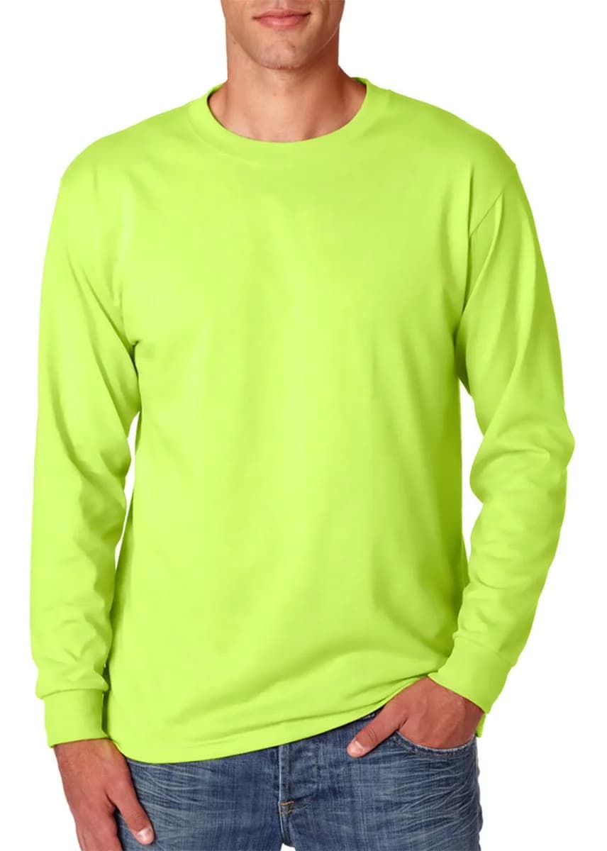 Jerzees Dri-Power 50/50 Cotton-Poly Long Sleeve T-Shirt Safety Green | Regular Fit, CPSIA Compliant - main product image