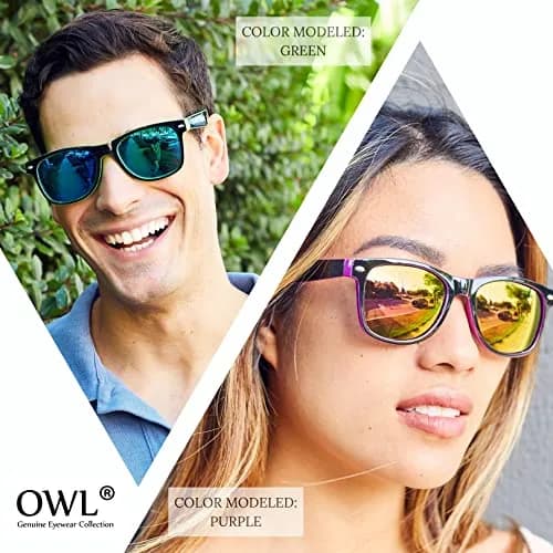 OWL New Women Mens Vintage Two-Tone Sunglasses (Blue Blue Lens) | UV400 Protection, Lightweight & Unisex thumbnail 3