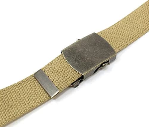 BC Belts Canvas Web Belt Military Style with Antique Brass Buckle 54" | Versatile Casual Accessory thumbnail 5
