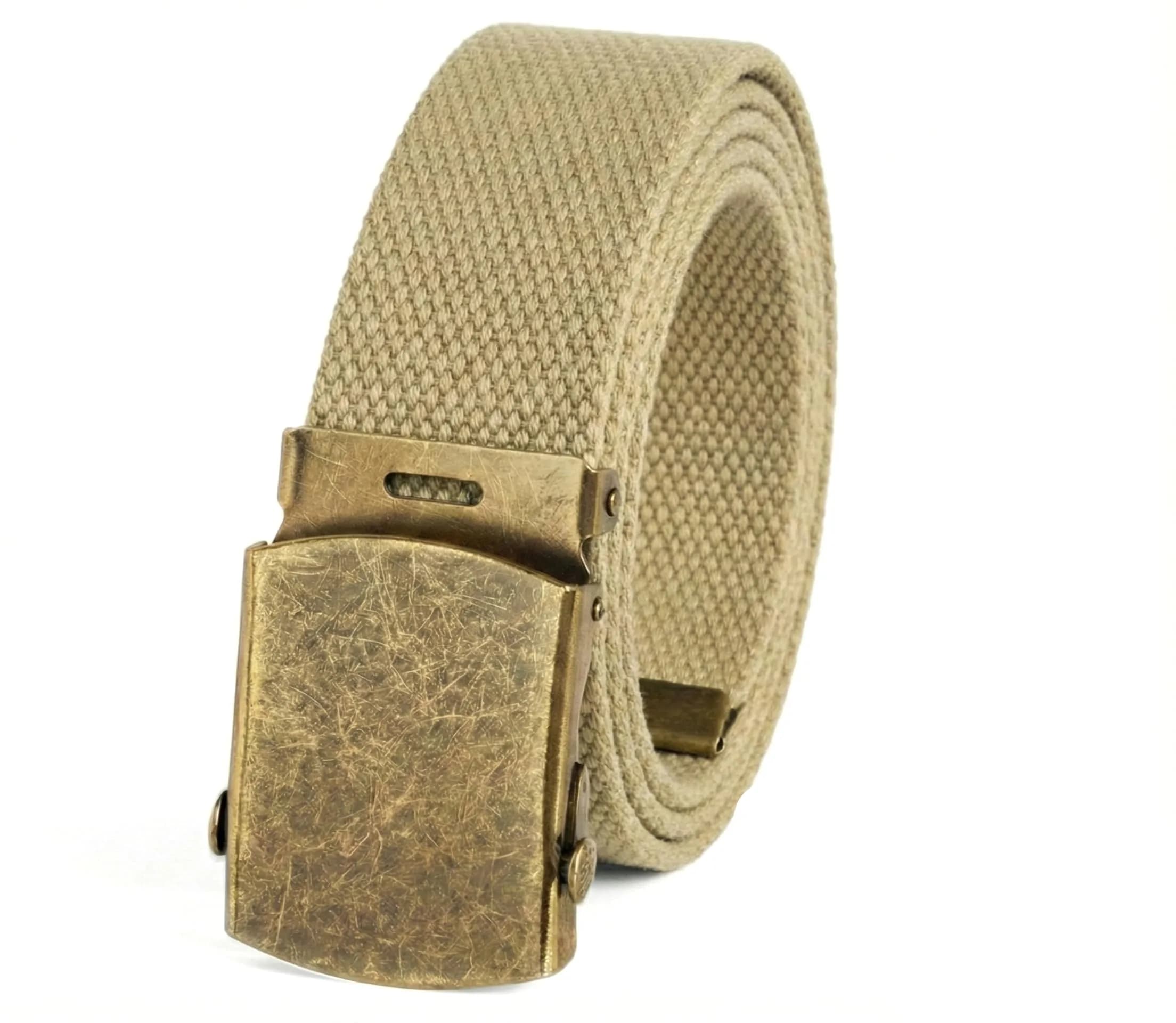 BC Belts Canvas Web Belt Military Style with Antique Brass Buckle 54" | Versatile Casual Accessory