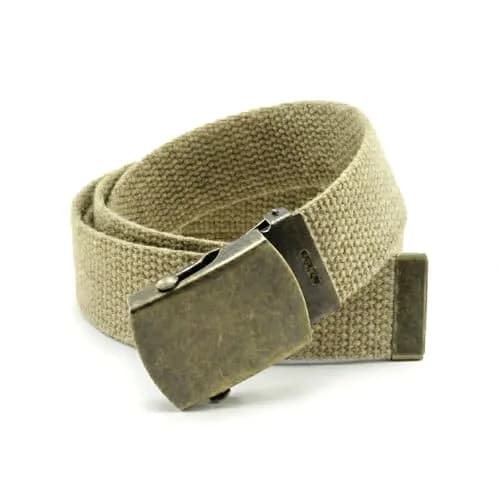 BC Belts Canvas Web Belt Military Style with Antique Brass Buckle 54" | Versatile Casual Accessory thumbnail 3