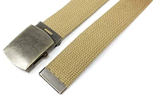 BC Belts Canvas Web Belt Military Style with Antique Brass Buckle 54" | Versatile Casual Accessory thumbnail 4