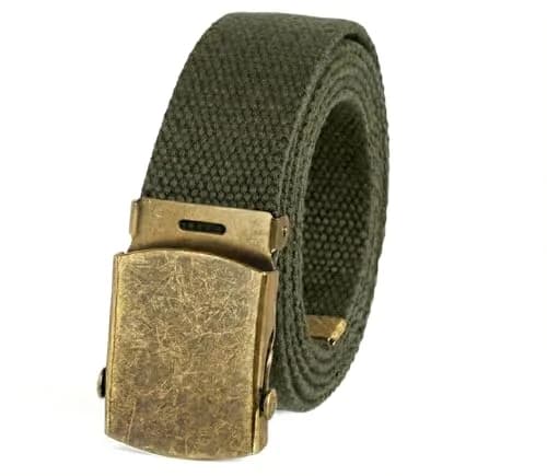 BC Belts Canvas Web Belt Military Style 54" Olive | Adjustable Vintage Casual Belt thumbnail 1