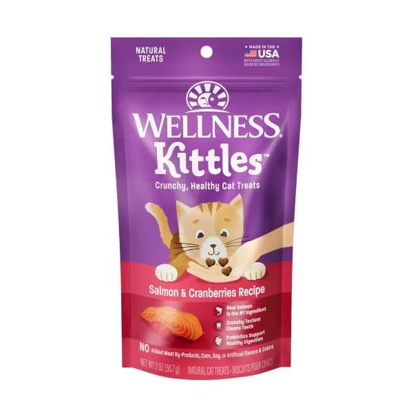 Wellness Kittles Crunchy Cat Treats Salmon & Cranberry Flavor 56g (2 oz) | Grain-Free Dental Care thumbnail 4