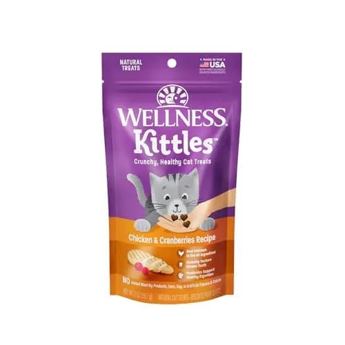Wellness Kittles Crunchy Cat Treats, Chicken & Cranberry Flavor, 2 oz Bag | Grain-Free Dental Care for All Lifestages thumbnail 1