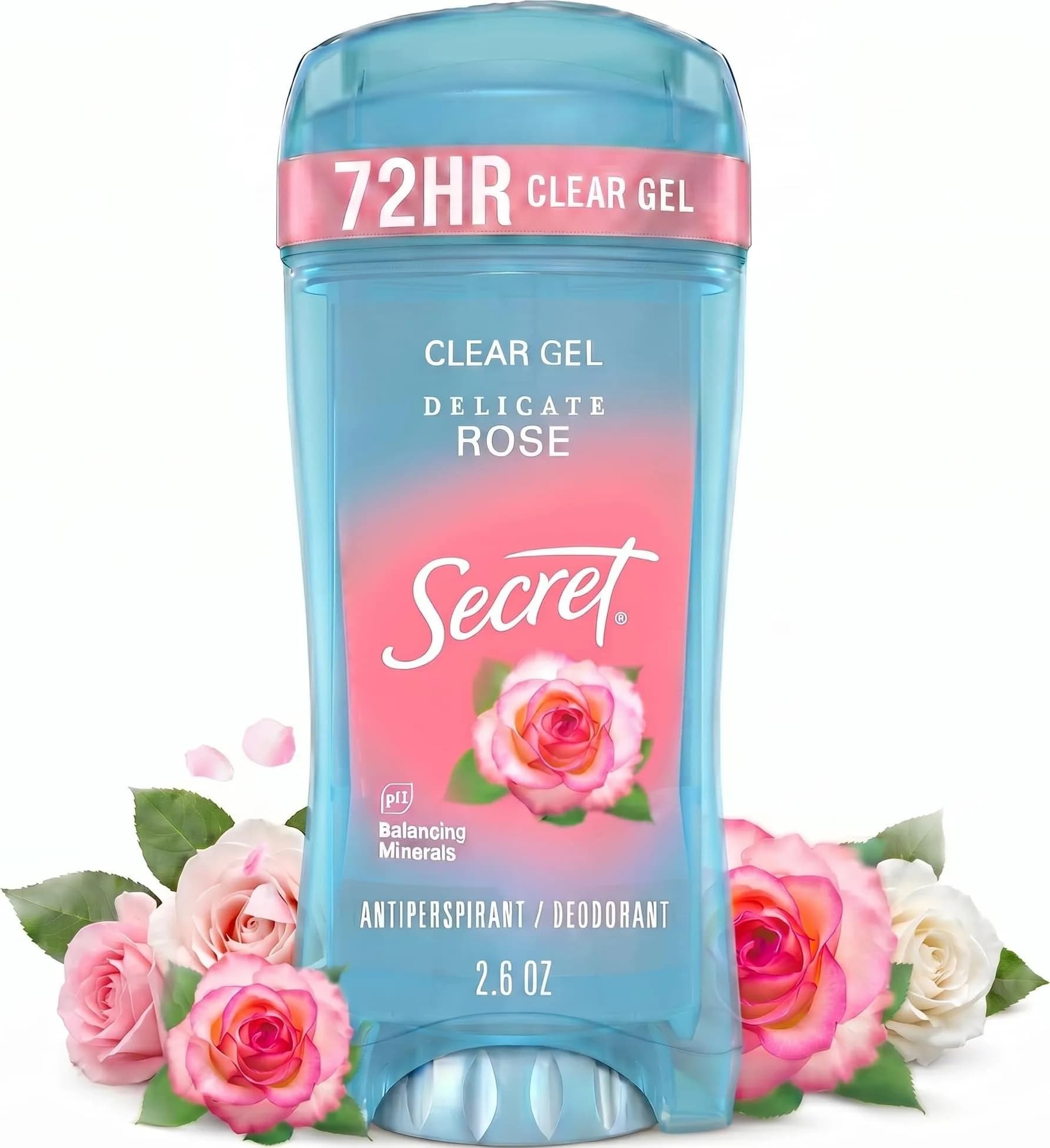 Secret Fresh Antiperspirant Deodorant for Women, 72hr Breathable Sweat & Odor Protection, Instant Freshness & Gentle, PH Balancing Minerals, Clear Gel, Relaxing Lavender Scent, 2.6 oz | 72-hour breathable sweat control — Delicate Rose Scent