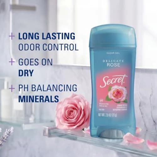 Secret Fresh Clear Gel Antiperspirant Deodorant for Women, Delicate Rose Scent, 72-Hour Odor Protection, 2.6 oz thumbnail 2