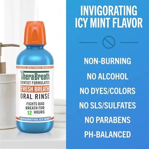 TheraBreath Mouthwash Icy Mint 16 Fl Oz | Alcohol-Free, Dentist-Formulated, 2-Pack thumbnail 6