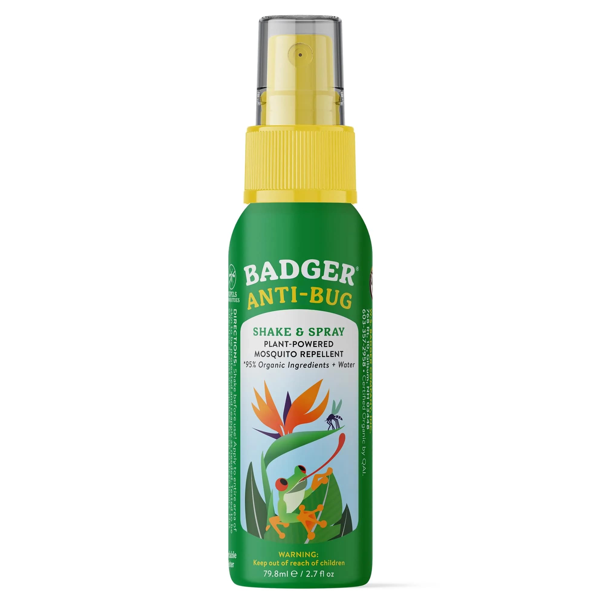 Badger Natural Bug Spray Travel Size 80ml (2.7 Fl Oz) | Family Friendly All Natural Mosquito Repellent