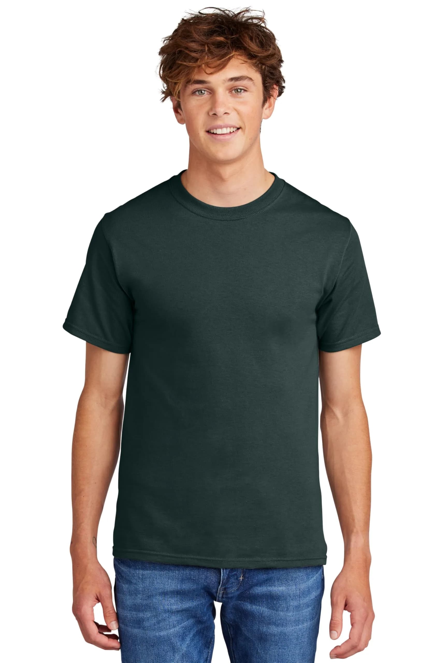 Port & Co Big and Tall 100% Cotton Essential T-Shirt Large Tall Dark Green | Heavyweight Crew Neck — Dark Green