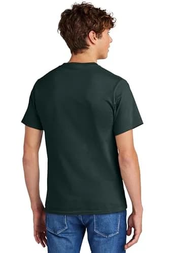 Port & Co Big and Tall 100% Cotton Essential T-Shirt Large Tall Dark Green | Heavyweight Crew Neck thumbnail 2