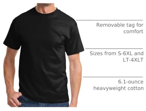 Port & Company Big and Tall 100% Cotton Essential T-Shirt 2.27 kg (5 lb) | Heavyweight Crew Neck thumbnail 4