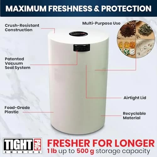 COFFEEVAC 1LB Patented Airtight Container 473ml (16 fl oz) | Vacuum Sealed Coffee & Herb Storage thumbnail 4