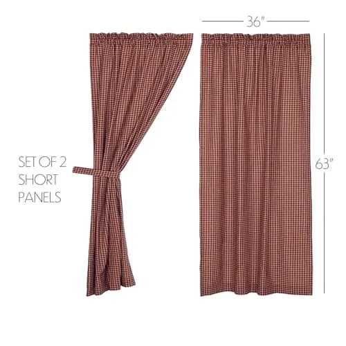 VHC Brands Patriotic Patch 36 in W x 63 in L Plaid Light Filtering Rod Pocket Window Panel Red Navy Khaki Pair thumbnail 2