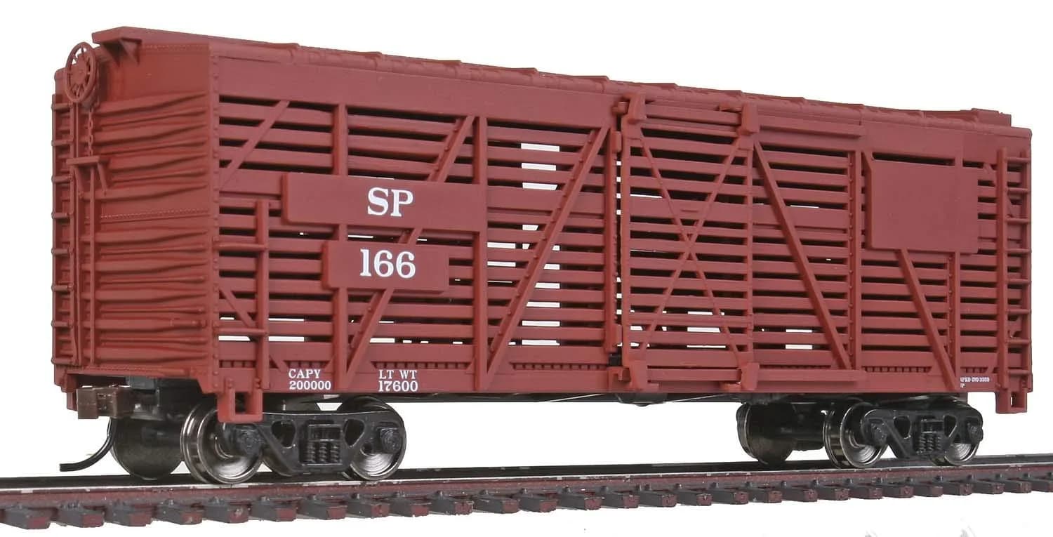 Walthers Trainline HO Scale Model Railroad Freight Car 40' Stock Car-Ready to Run-Red | Fully assembled, durable molded details - main product image