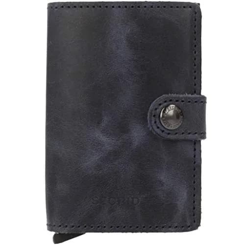 SECRID Mini Wallet RFID Blocking Card Holder | Aluminium & Leather, Blue, 6.6cm x 9.7cm x 1.6cm (2.6" x 3.8" x 0.6") thumbnail 1