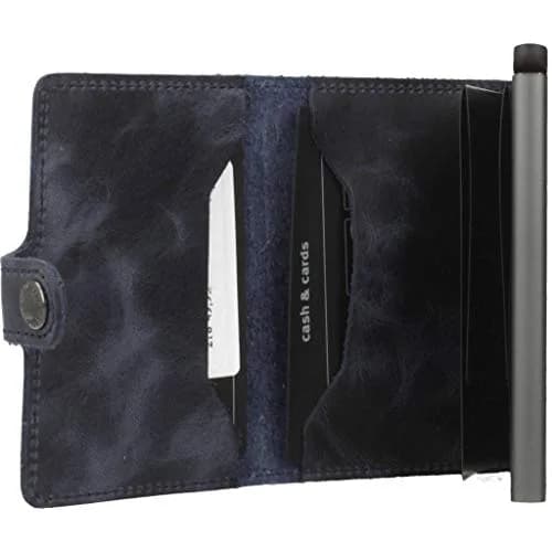 SECRID Mini Wallet RFID Blocking Card Holder | Aluminium & Leather, Blue, 6.6cm x 9.7cm x 1.6cm (2.6" x 3.8" x 0.6") thumbnail 3