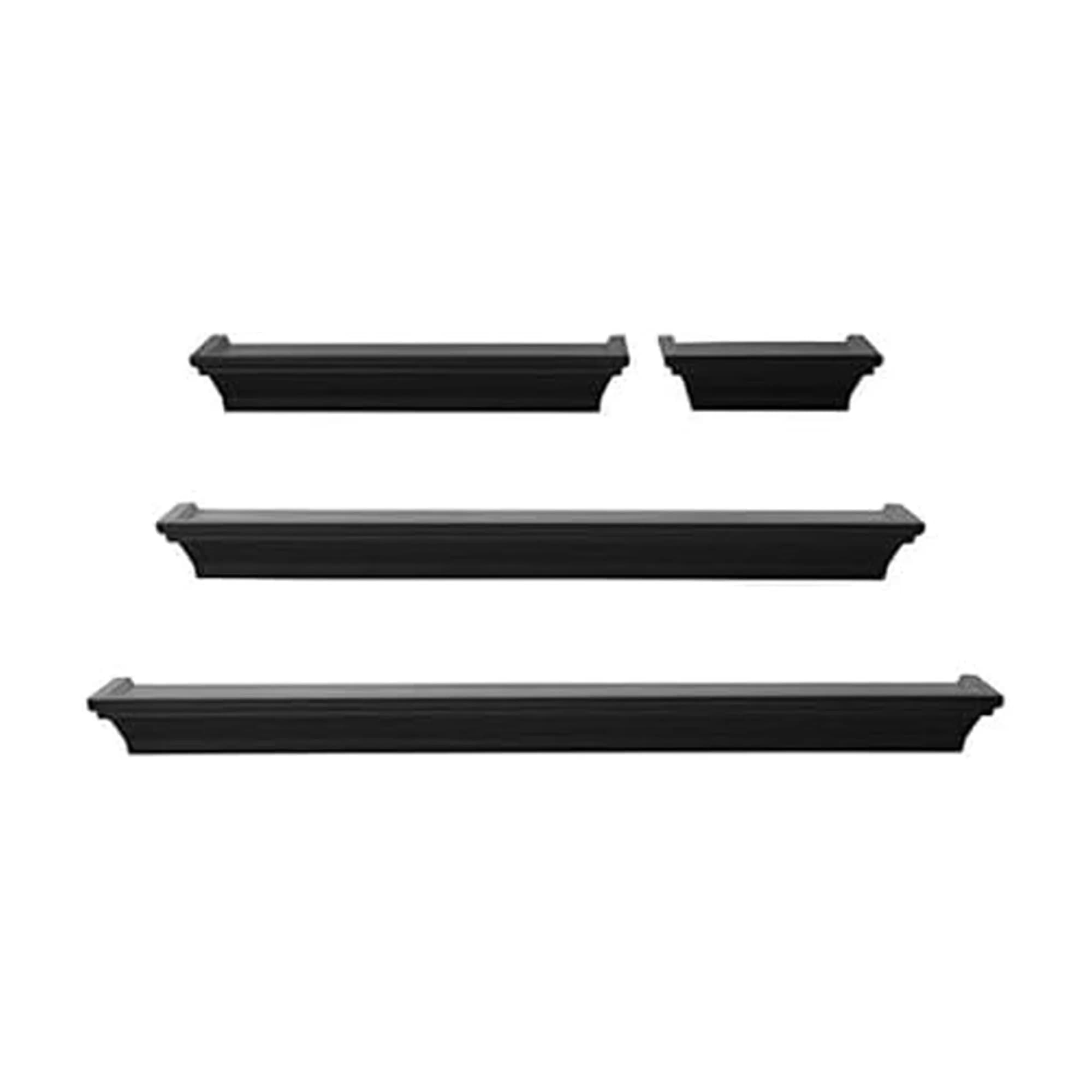 MELANNCO Floating Crown Molding Ledge Shelves Set of 4 White | Display Items Securely with Lip Edge