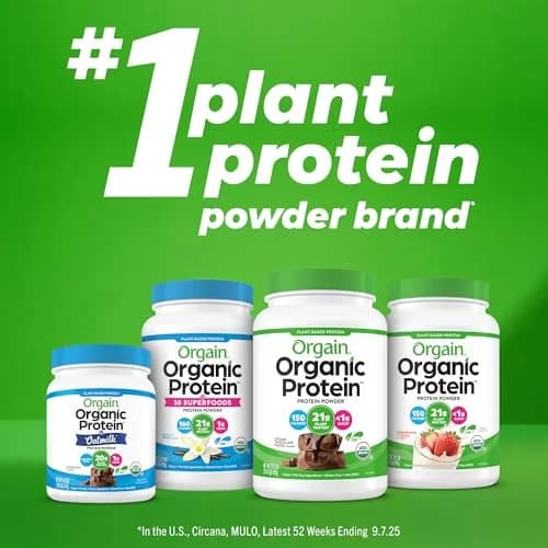 Orgain Organic Vegan 21g Protein Powder Vanilla Bean 0.91 kg (2.03 lb) | USDA Organic Plant-Based Protein for Muscle Recovery thumbnail 7