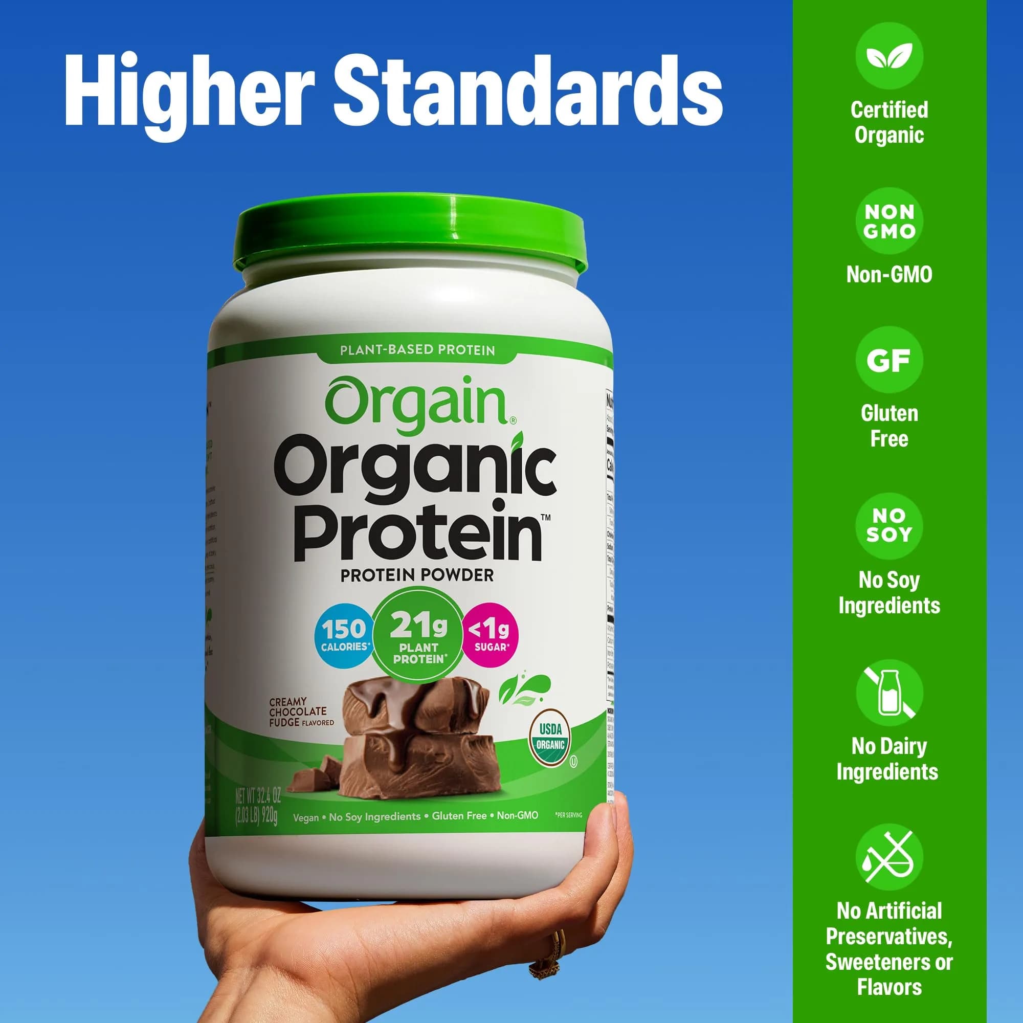 Orgain Organic Vegan Protein Powder Creamy Chocolate Fudge 2.03 lb | 21g Plant Protein Per Serving thumbnail 4