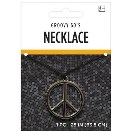 Amscan Peace Sign Necklace Black/Silver 26.5 inch Plastic Retro Style Unisex Fashion Statement Piece thumbnail 3