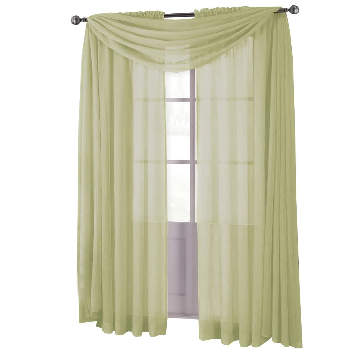 Royal Hotel Sheer Curtains – Crushed Rod Pocket Panels, 2-Pack, Navy | Modern, Light-Filtering Window Drapes — Spring-green / 50"W x 63"L