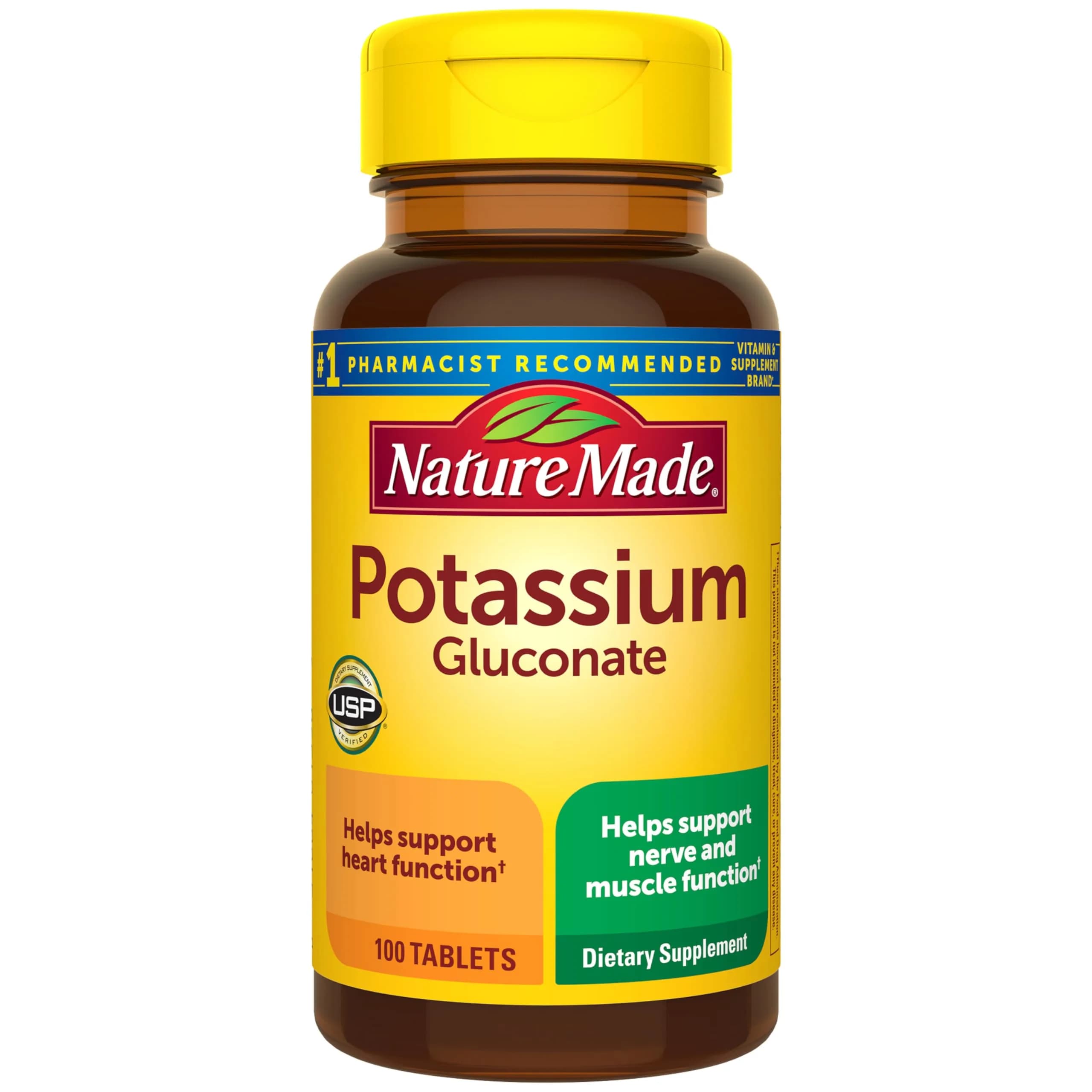 Nature Made Potassium Gluconate 550 mg Tablets | 90 mg Potassium per tablet | 100 Count