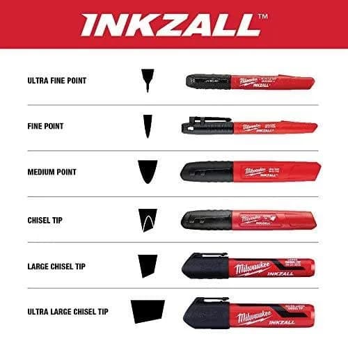 Milwaukee INKZALL Permanent Marker, Fine Point, Black, 4-Pack | Writes on Wet, Oily, Dusty Surfaces thumbnail 13