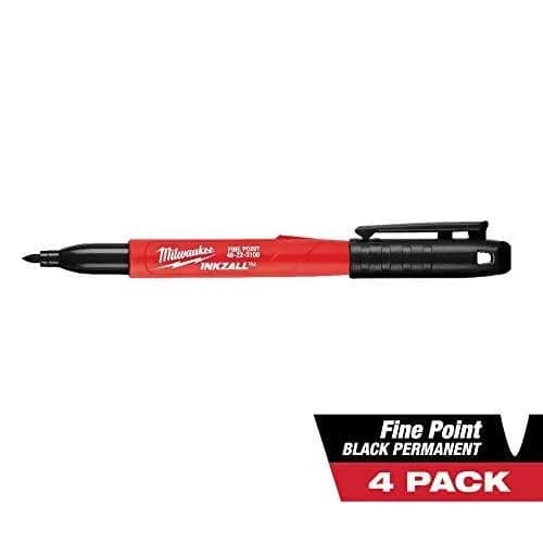Milwaukee INKZALL Permanent Marker, Fine Point, Black, 4-Pack | Writes on Wet, Oily, Dusty Surfaces thumbnail 3