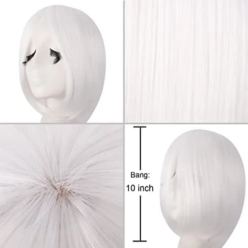 MapofBeauty Oblique Bangs Anime Long Straight Wig (White) | 40 Inch Heat-Resistant Fiber thumbnail 3