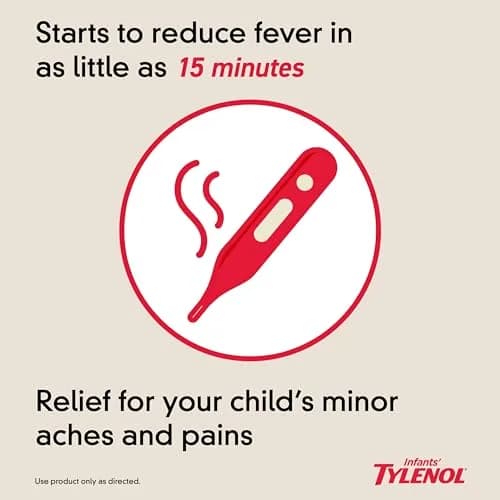 Infants' Tylenol Oral Suspension Acetaminophen Grape 29.57ml (1 fl. oz) | Pediatrician Recommended Pain & Fever Relief thumbnail 4