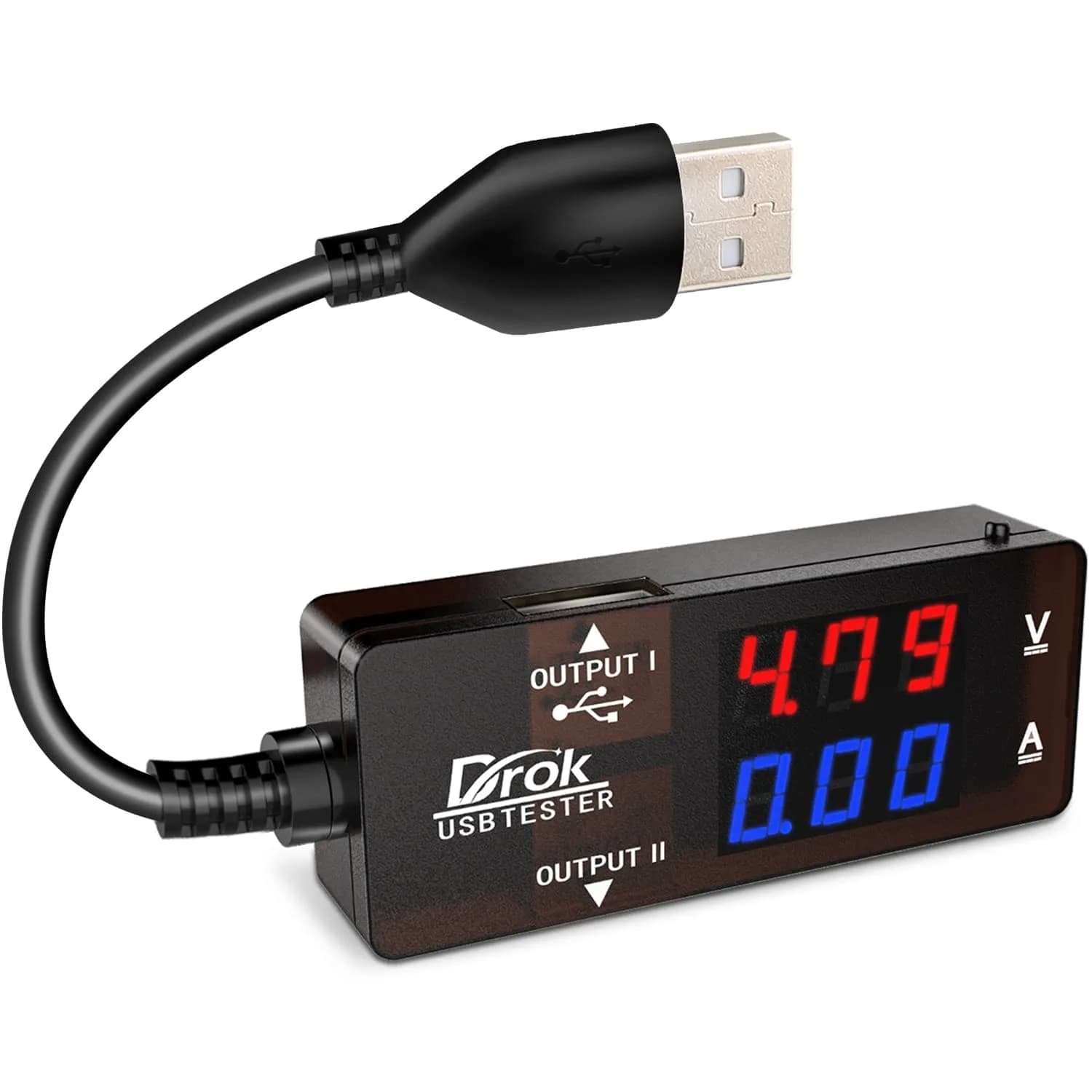 DROK USB Tester, USB-A 2.0 Digital Multimeter with 7 Modes | Voltage, Current, Power & Capacity - main product image