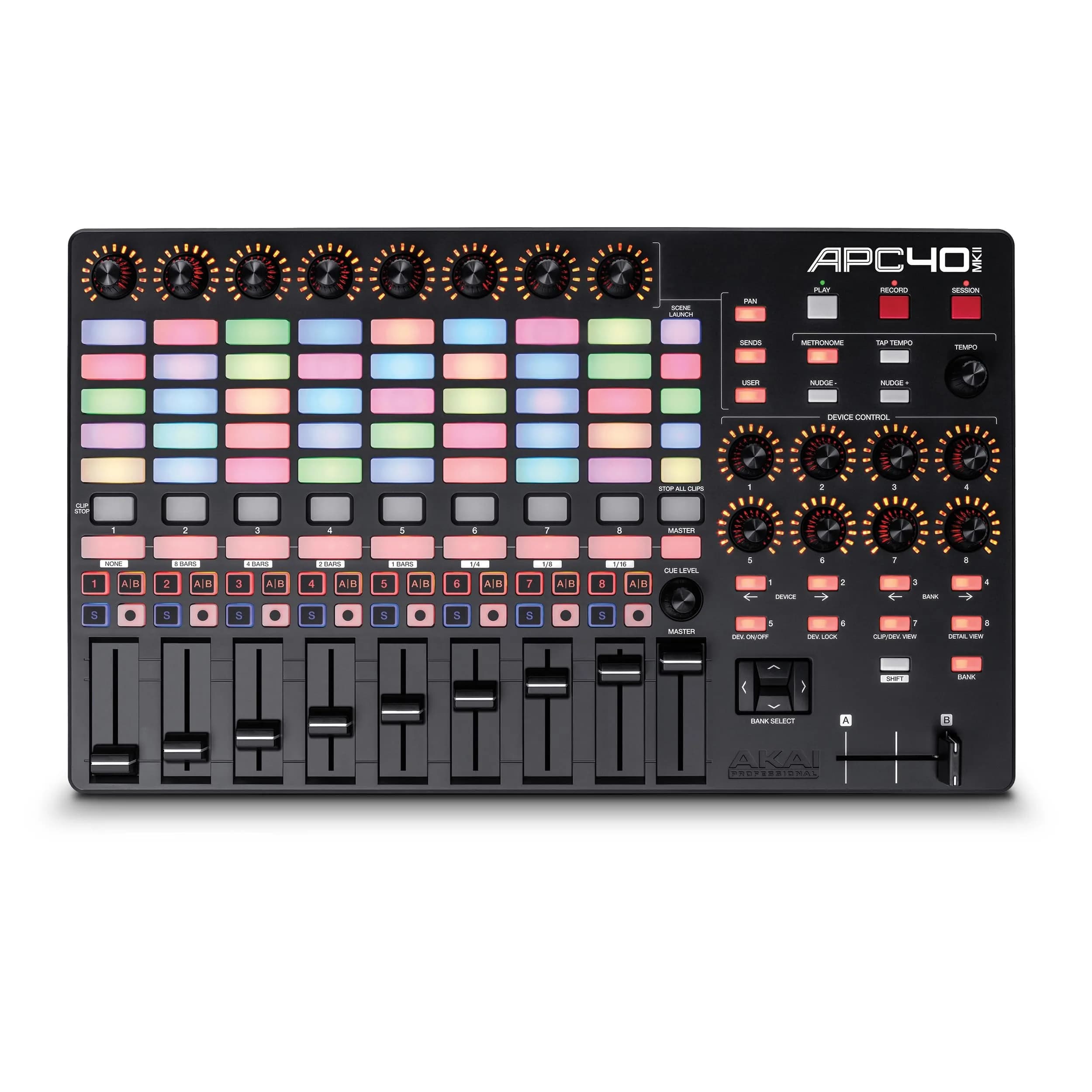 Akai Professional APC40 MKII USB MIDI Controller with Ableton Live Lite, 5x8 Clip Matrix, Knobs & Faders | 1.8 kg (3.97 lb) - main product image