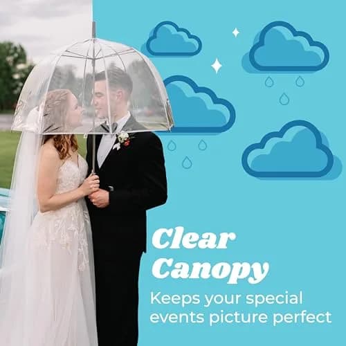 totes Signature Clear Bubble Umbrella 130cm (51") | Windproof Auto Open Stick Umbrella for Travel & Events thumbnail 3