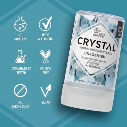 Crystal Essence Mineral Deodorant Stick Unscented 1.5 fl oz (44 ml) | 24-Hour Odor Protection thumbnail 5