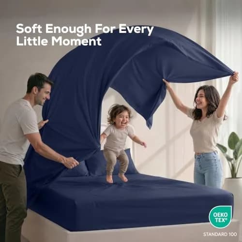 Utopia Bedding King Sheets Set 16" Deep Pocket Navy | Soft, Durable & Easy Care thumbnail 5